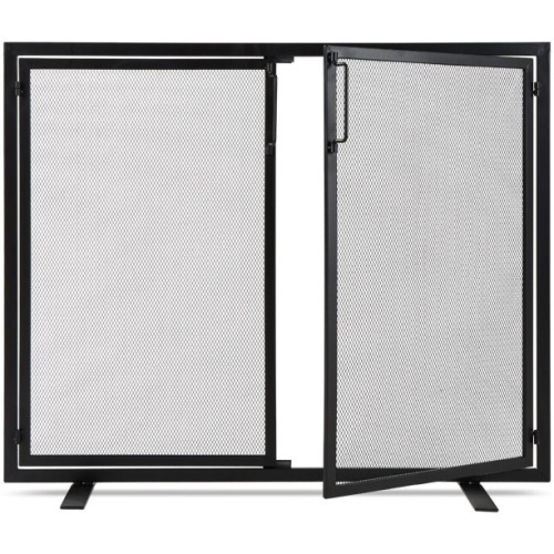 2-Door Wrought Iron Fireplace Screen w/ Magnetic Doors - 38.5x41in - Lot 3746