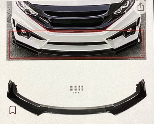 ECCPP Gloss Black Front Bumper Lip Spoiler AutomotiveBody Kits spoiler Fits 16-20 for Honda Civic, Like New, Retail - $56.79 - Lot 7