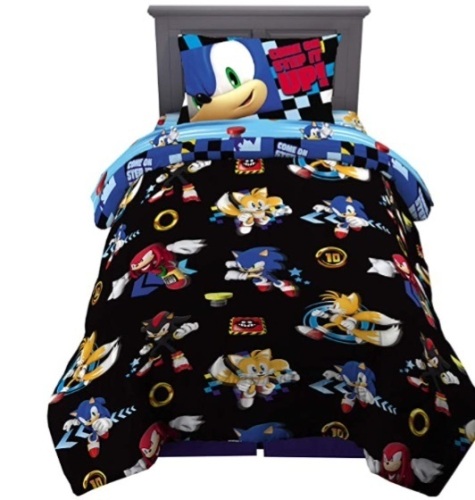 Sonic the Hedgehog Anime Kids Super Soft Comforter and Sheet Set, 4 Piece ,Twin Size, Like New, Retail - $34.98 - Lot 15