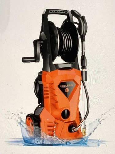 WHOLESUN 3000PSI Electric Pressure Washer 2.4GPM1600W Power Washer with Hose Reel and Brush Orange, Like New, retail - $149.99 - Lot 21