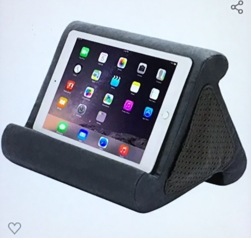 Flippy Compact, Tablet Pillow Stand and iPad Holder for Lap,Desk and Bed, Multi-Angle and Compatible with iPad Mini,Samsung Galaxy, iPhone 13 pro and 12, Fire Tablets 10, 8, 7,Kindles (Smokey), New, Retail - $19.99 - Lot 27