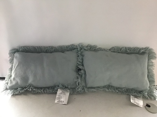 Basketweave Lumbar Outdoor Throw Pillow Light Blue- Threshold, LOT of 2, Like New, Retail - $20 - Lot 31