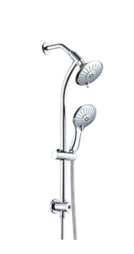Duttao DT5611-CP Drill-Free slide bar combo with 5-Functionshowerhead and 5-Function hand held shower, Chrome,Certified to Meet UPC, IPC, ASME A112.18.1/CSA B125.1,WaterSense certified, Like New, Retail - $59.99 - Lot 42