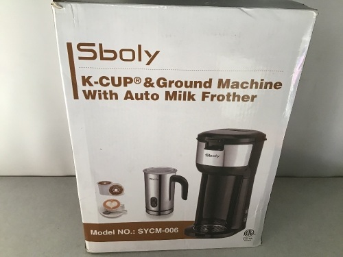 Sboly, K-Cup & Ground Machine, Auto Milk Frother, Like New, Retail - $79 - Lot 45