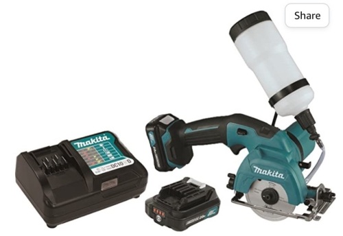Makita CCO2R1 12V MAX CXT Lithium-lon Cordless Tile/Glass SawKit, 3-3/8", Like New, Retail - $185.48 - Lot 48