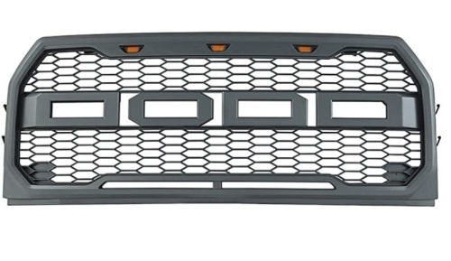 Front Grille Compatible with F150 Grill 2015 2016 2017 Front Bumper Grilles Grill Mesh With 3 Amber LED Lights, Like New, Retail - $129.99 - Lot 52