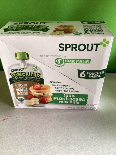 Sprout Organic Stage 4 Toddler Food Power Pak Pouches, Strawberry Banana & Butter Squash, 6 Pack, Case of 3, New, Retail - $11.12 - Lot 54