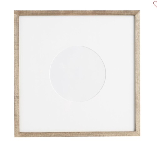 Wood Gallery Frame With Circular Mat, Small 8" Opening, 18"x18",Graywash, Like New, retail - $99 - Lot 64