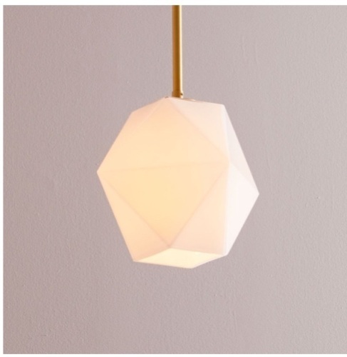 West Elm, Sculptural Glass Shade, Small Faceted, Milk, Like New, Retail - $139 - Lot 69