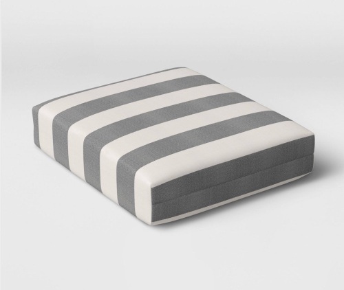 Cabana Stripe Outdoor Deep Seat Cushion DuraSeason Fabric™Black - Threshold, Like New, Retail - $40 - Lot 70