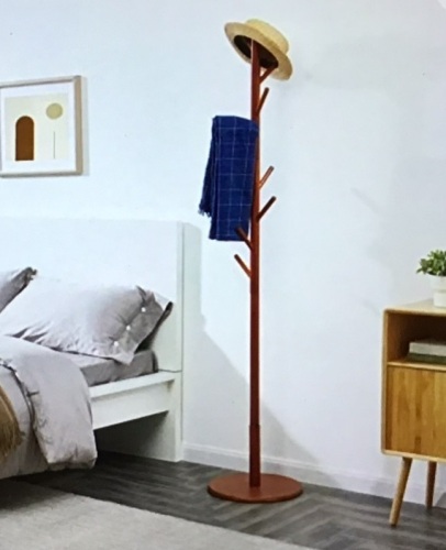 Wooden Coat Rack Stand, Tree Freestanding with 3 Sections 8Hooks Solid Round Base, Hall Clothes Holder HandbagScarves Hat Hanger Organizer Standing for Hallway Entrywayof Living Room Bedroom Office, Like New, Retail - $42.90 - Lot 72