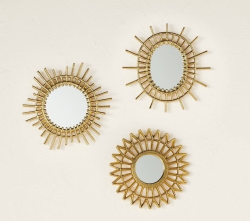 Set of 3 Sar Wall Mirrors Brass - Opalhouse , designedwith Jungalow, Like New, retail - $40 - Lot 74