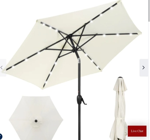 Outdoor Solar Patio Umbrella w/ Push Button Tilt, Crank Lift - 7.5ft, Like New, Retail - $59.99 - Lot 77