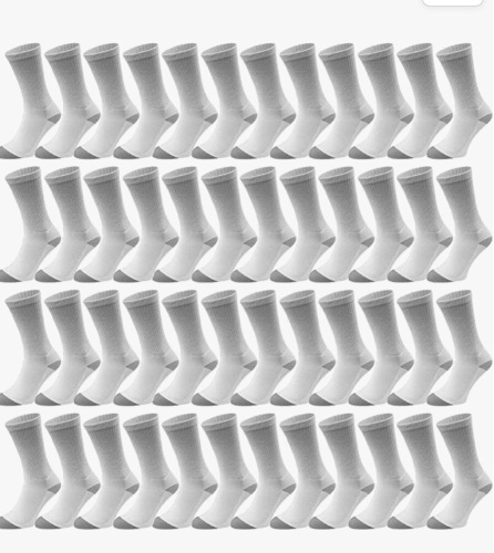 48 Pairs Crew Socks for Men Women Kids, Wholesale Bulk Cotton Basic Sport Sock, 4 Packs 12 , New, Retail - $59.99 - Lot 85