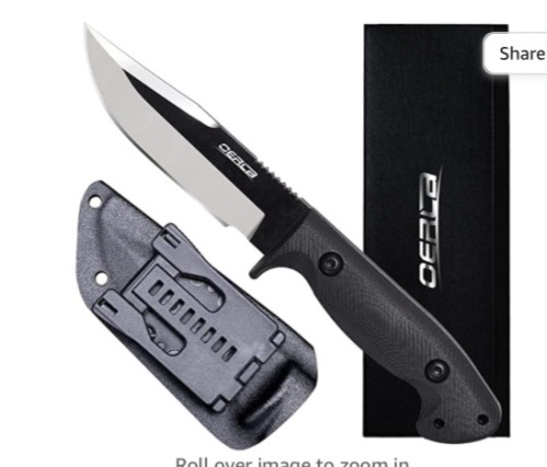 Oerla, TAC Knives OLK- 033RD 8.94-Inch Fixed Blade CampingHunting Knife 420HC Steel with Black G10 Handle & Kydex Sheath, Like New, Retail - $35 - Lot 104