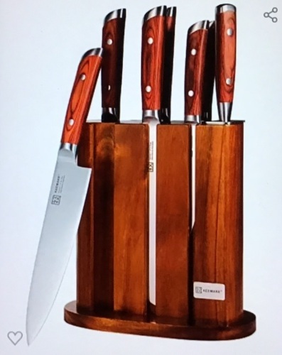Kitchen Knife Set with Block Sharp Chef Knife Set GermanStainless Steel Professional Cooking Cutting Knives Set withHoning Steel-KEEMAKE, Like New, Retail - $79.99 - Lot 125