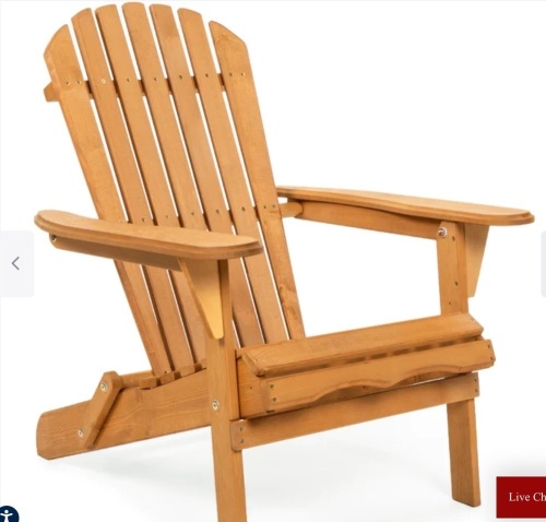 Folding Wooden Adirondack Chair Accent Furniture w/ Natural Finish - Brown, Like New, Retail - $69.99 - Lot 126