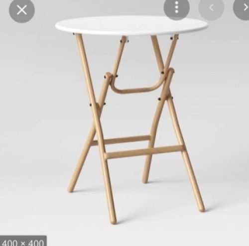 Cafe Round Teak Folding Table | A-Grade French Cafe Folding Patio Bistro Table Folding Cafe Table - Gessato Design Store Folding CafeTable - Gessato, Like New, Has Minor Scratches, Retail - $80 - Lot 143