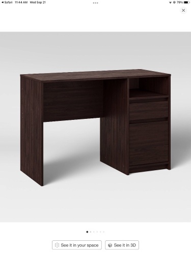 Storage Desk Espresso - Room Essentials, Like New, retail - $91 - Lot 156