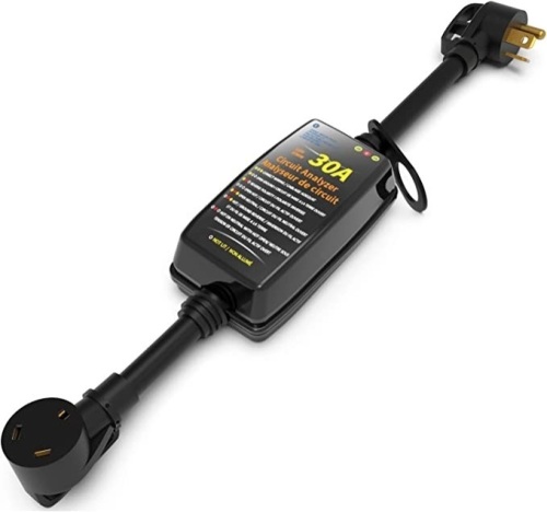 RV Surge Protector 30 amp with Waterproof Cover, RV VoltageProtector/Surge Protected Monitor Indicator Circuit Analyzer with LED Indicator (2100 Joules), Designed with Easy to Use Handle, Like New, Retail - $38.95 - Lot 163
