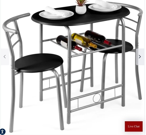 3-Piece Wooden Table & Chairs Dining Set w/ Lower Storage Shelf, Like New, Retail- $99.99 - Lot 167