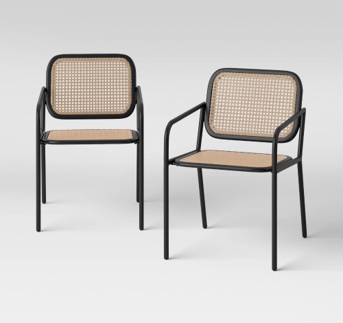 Boda 2pk Caning Patio Dining Chairs - Black - Project 62, Like New, Retail - $250 - Lot 175