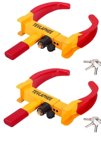 Tevlaphee Wheel Lock Set,Trailer Security Adjustable Tire LockAnti Theft Trailer Wheel Lock for Trailers Car SUV Boat MotorcycleGolf Cart, Like New, Retail - $59.99 - Lot 180