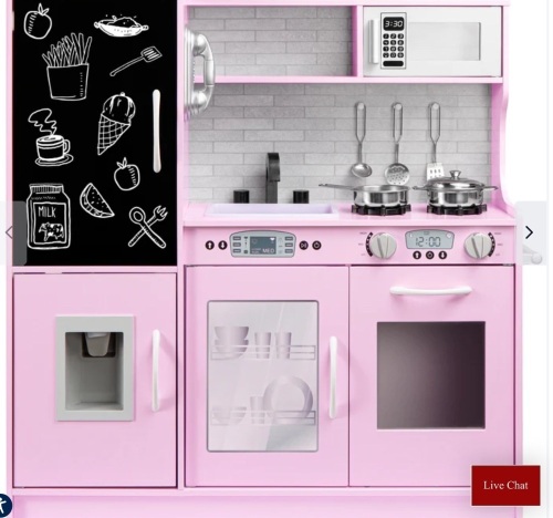 Pretend Play Kitchen Wooden Toy Set for Kids with 11 Accessories, Like New, Retail - $109.99 - Lot 217