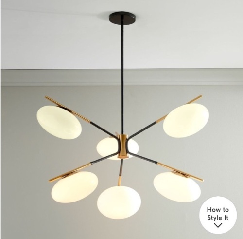 West Elm, Champignon Chandelier , Dark Bronze Milk Glass (38"), Like New, retail - $699 - Lot 232