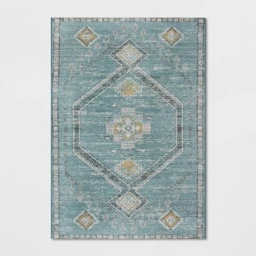 7x 10' Sunset Moroccan Tapestry Outdoor Rug Teal - Opalhouse, Like New, Retail - $96 - Lot 235