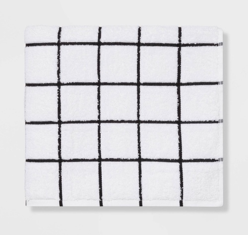 Everyday Grid Bath Towel Black/White - Room Essentials, LOT of 3 , New, Retail - $5 - Lot 272