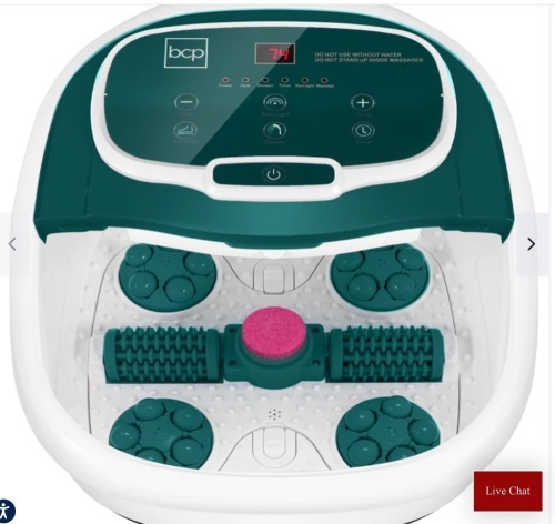 Automatic Heated Shiatsu Massage Foot Bath Spa w/ Pumice Stone, Like New, retail - $84.99 - Lot 277