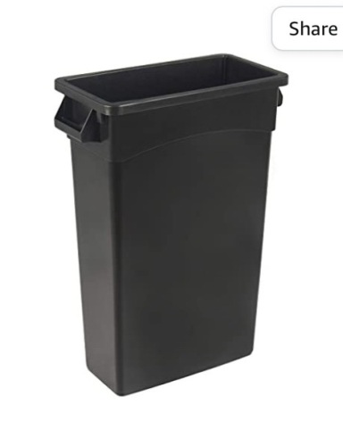 AmazonCommercial 23 Gallon Commercial Slim Trash Can, Black,1-pack, New, Retail - $41.89 - Lot 283