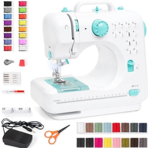 6V Portable Foot Pedal Sewing Machine w/ 12 Stitch Patterns, Like New, Retail - $64.99 - Lot 285