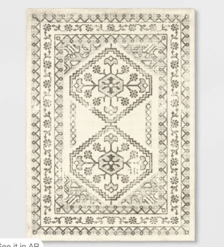 4'×5'5" Kensington Washable Persian Style Rug Cream- Threshold, Like New, Retail - $50 - Lot 312