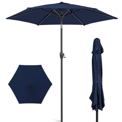 Outdoor Market Patio Umbrella w/ Push Button Tilt, Crank Lift - 7.5ft, Like New, Retail - $37.99 - Lot 324