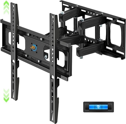 Full Motion TV Wall Mount with Height Setting, Swivel, Tilt andExtension for Most 28-70 Inch Flat& Curved TVs, JUSTSTONE TVBracket with Articulating Dual Arms Holds up to 121 lbs, MaxVESA 400X400mm, Like New, Retail - $39.99 - Lot 330