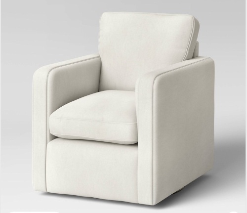 Pinetops Swivel Base Accent Chair Cream - Threshold, Like New, Retail - $360 - Lot 343