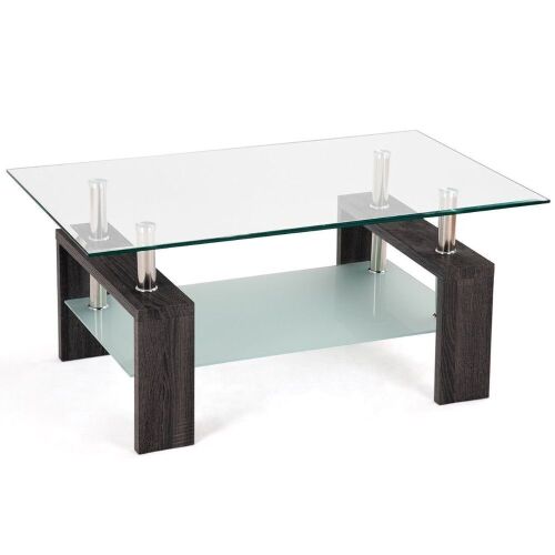 Tempered Glass Coffee Table with Shelf - Lot 86