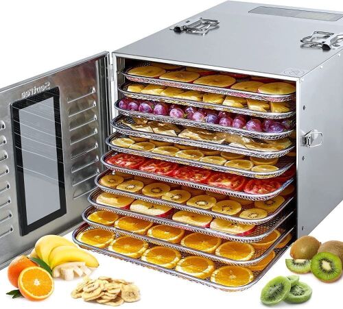 Septree Food Dehydrator, 10 Trays Stainless Steel Commercial Dryer Machine, 1000W, Adjustable Timer, Digital Temperature Control, Over Heat Protection - Lot 149
