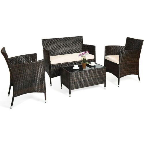 4-Piece Rattan Patio Furniture Set - Lot 153