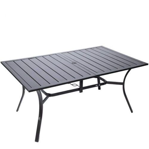 Luckyberry 60" x 38" Metal Patio Dining Table with Umbrella Hole  - Lot 337