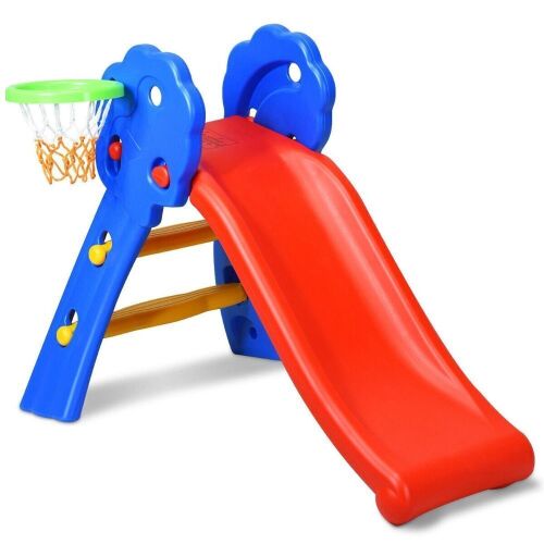 2-Step Kids Folding Slide with Basketball Hoop - Lot 394