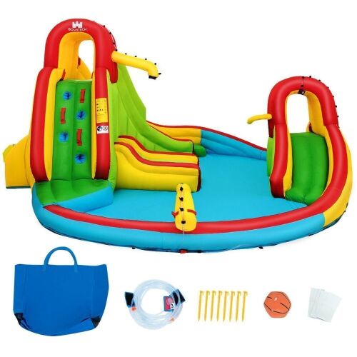 Kids Inflatable Water Slide Park with Climbing Wall and Pool - Lot 398