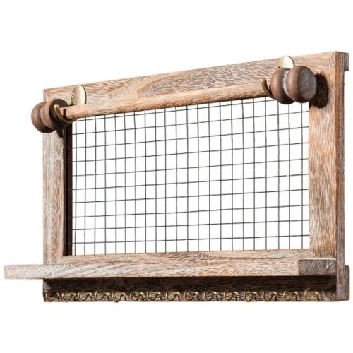 Vintage Wood Wall-Mounted Jewelry Rack with Bracelet Rod - Lot 449