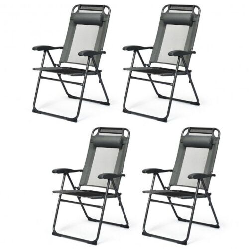 Set of (4) Folding Patio Chairs with Headrest - Lot 623