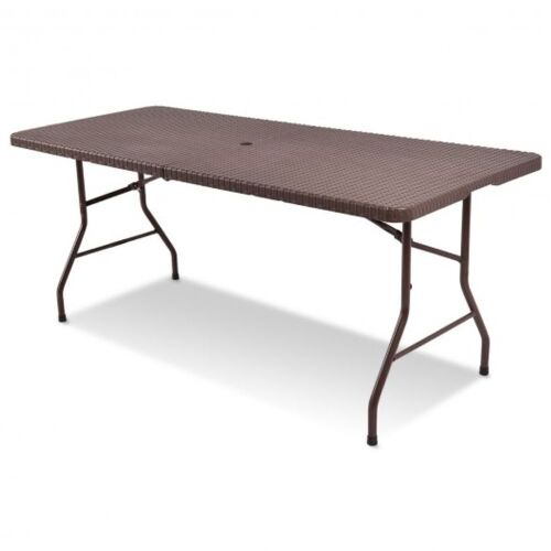 6' Portable Folding Rattan Table - Lot 709