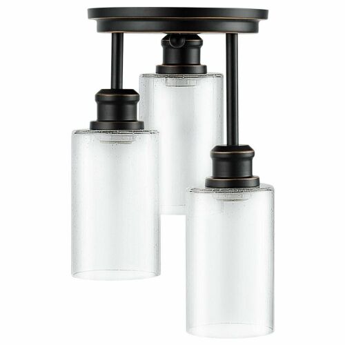 Semi Flush Mount Ceiling Light with Black Finish - Lot 758