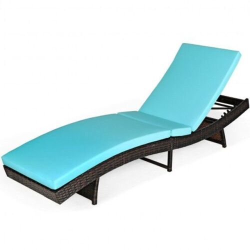 Adjustable Rattan Chaise Patio Chair with Cushion - Lot 821
