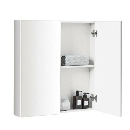 2-Tier Wall-Mounted Storage Cabinet with Double Mirror Doors - Lot 841